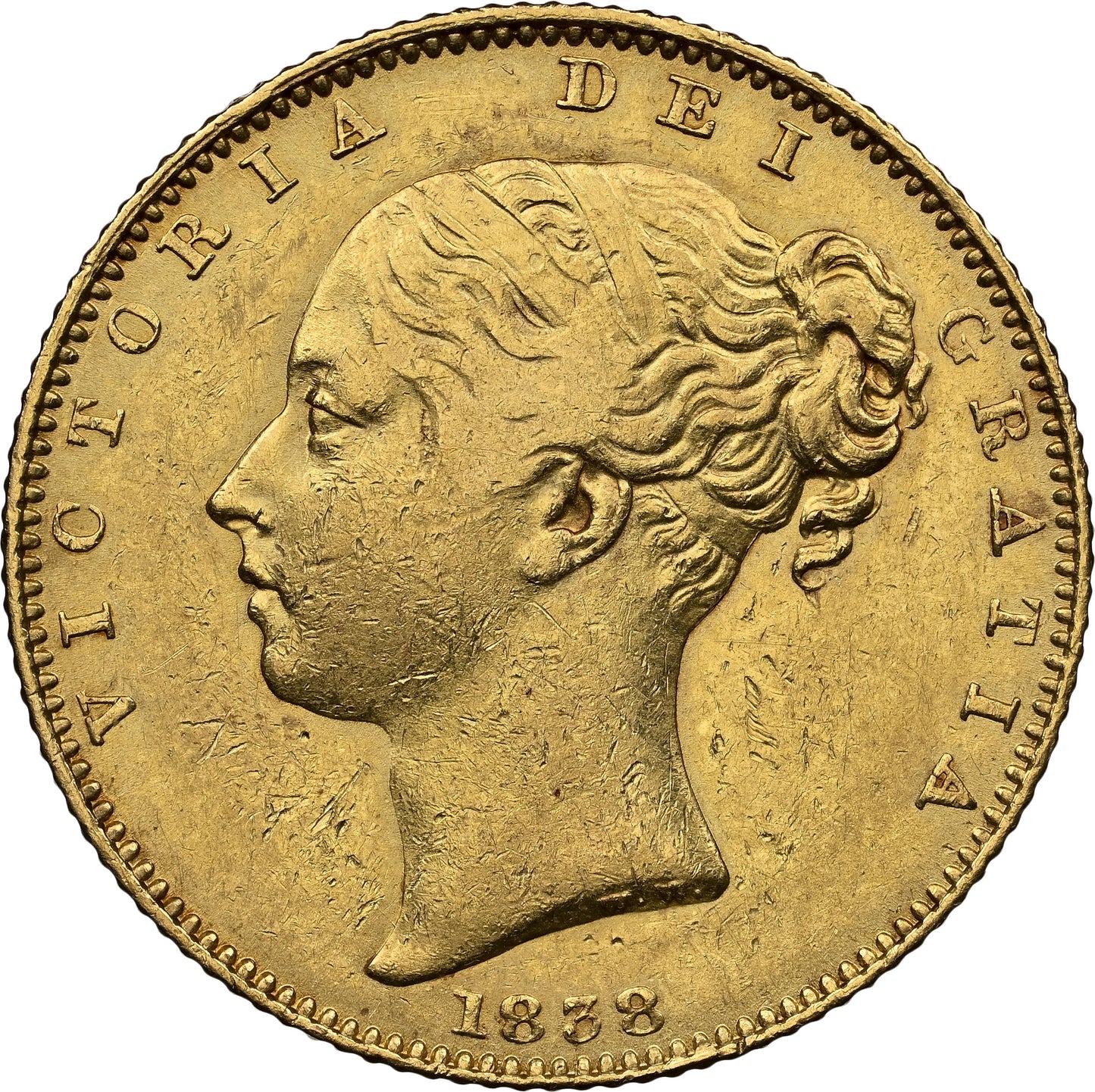 Victoria 1838 Shield Back Full Sovereign