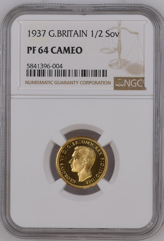 George VI 1937 Proof Half Sovereign PF64 Cameo