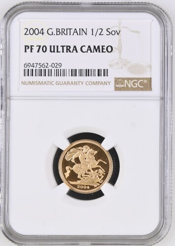 Elizabeth II 2004 Proof Half Sovereign PF70 UC